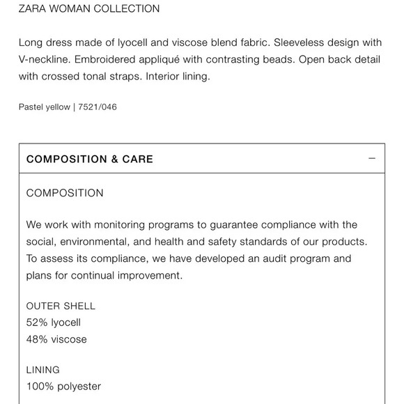 ZARA EMBROIDERED BEADED PASTEL YELLOW DRESS ZW COLLECTION - Picture 12 of 12